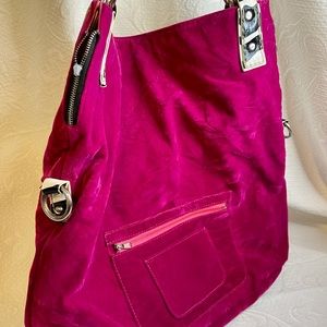Hot pink velvet bag